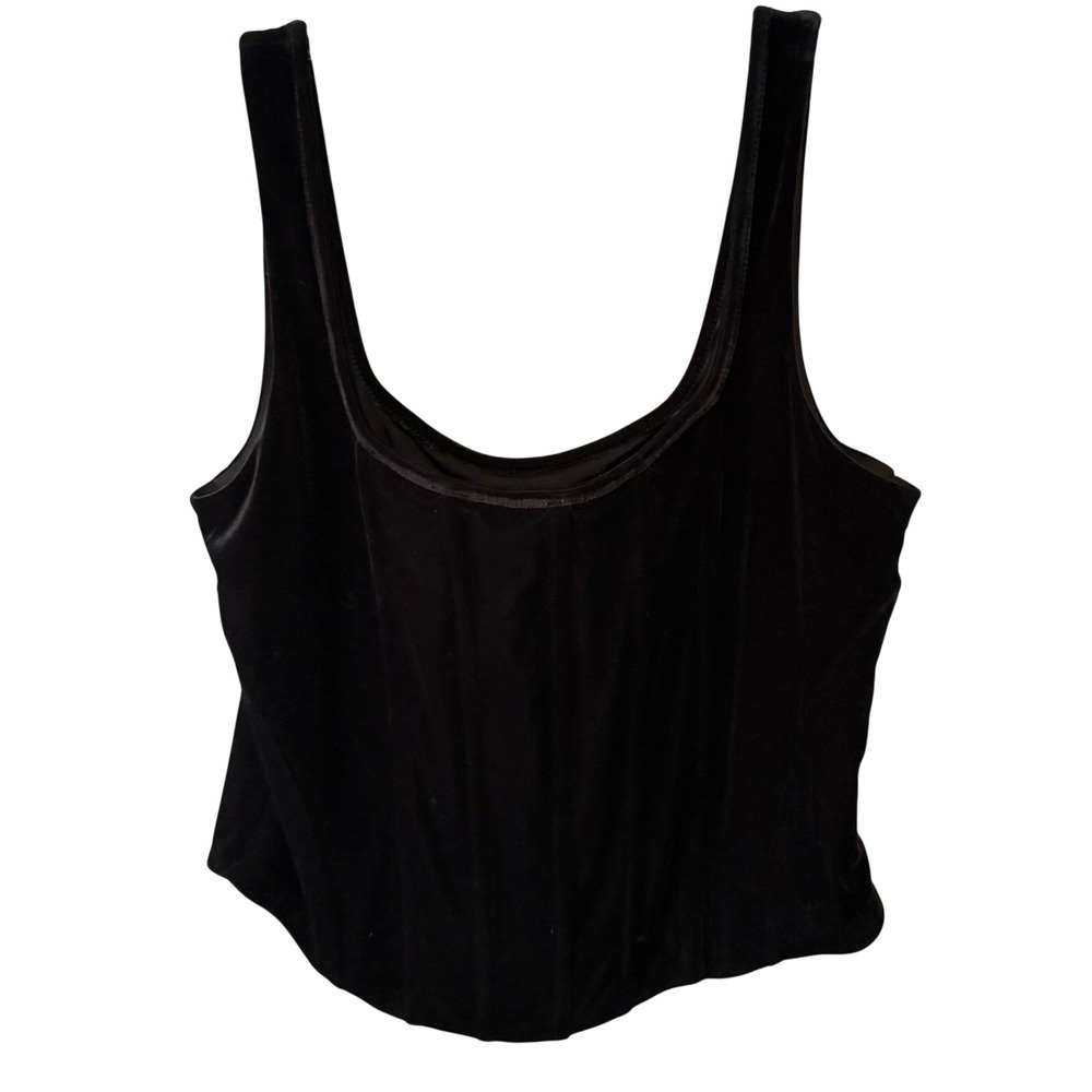NWT Express Body Contour Black Velvet Corset Top in Size L